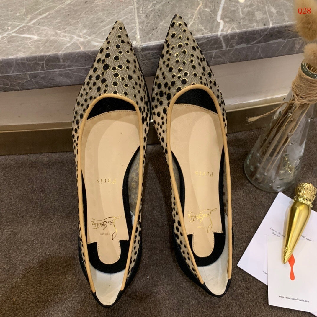 Beige Polka Dot Heels