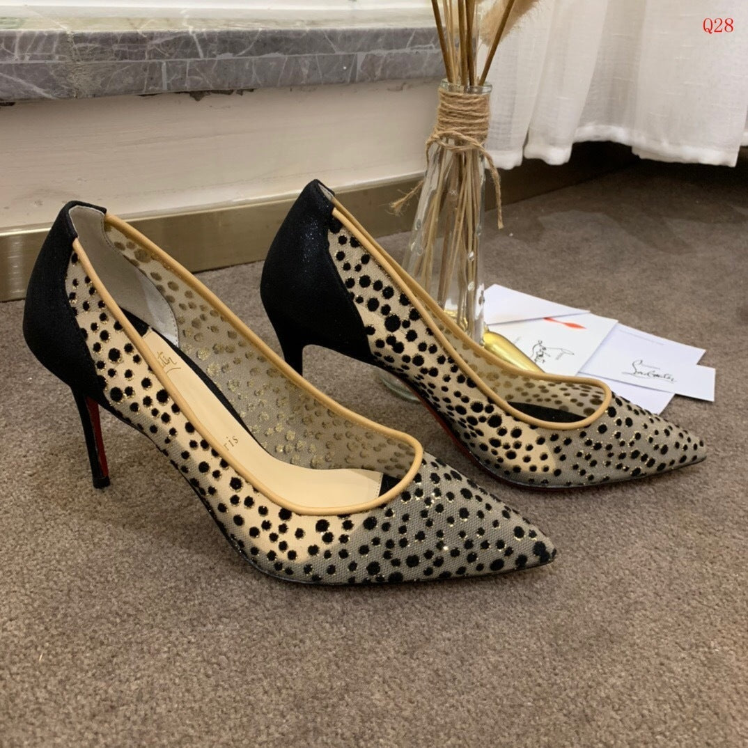Beige Polka Dot Heels