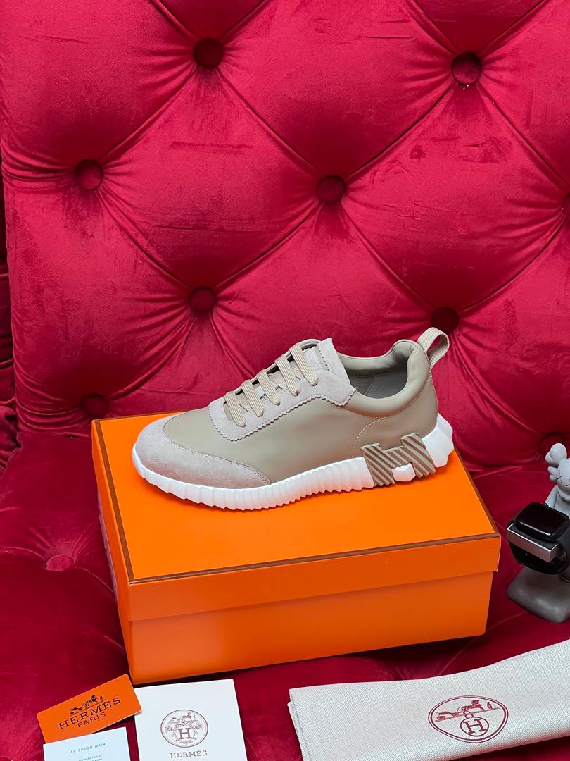 H Striped Leather Sneakers