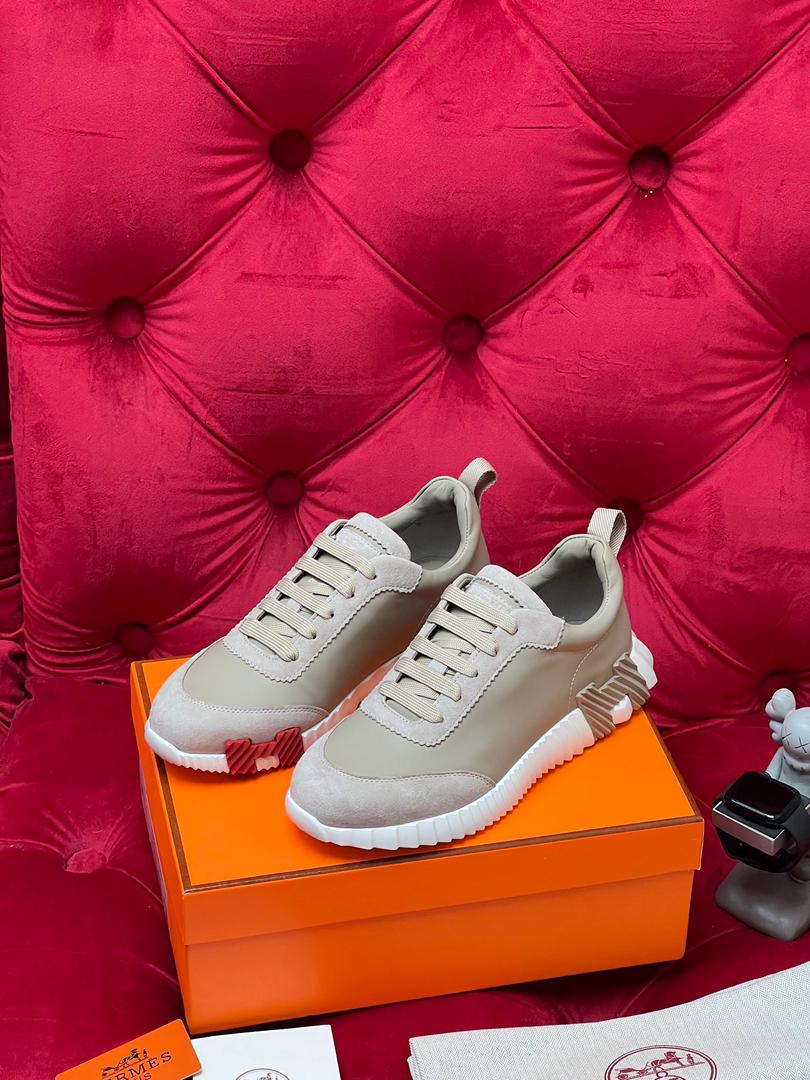 H Striped Leather Sneakers