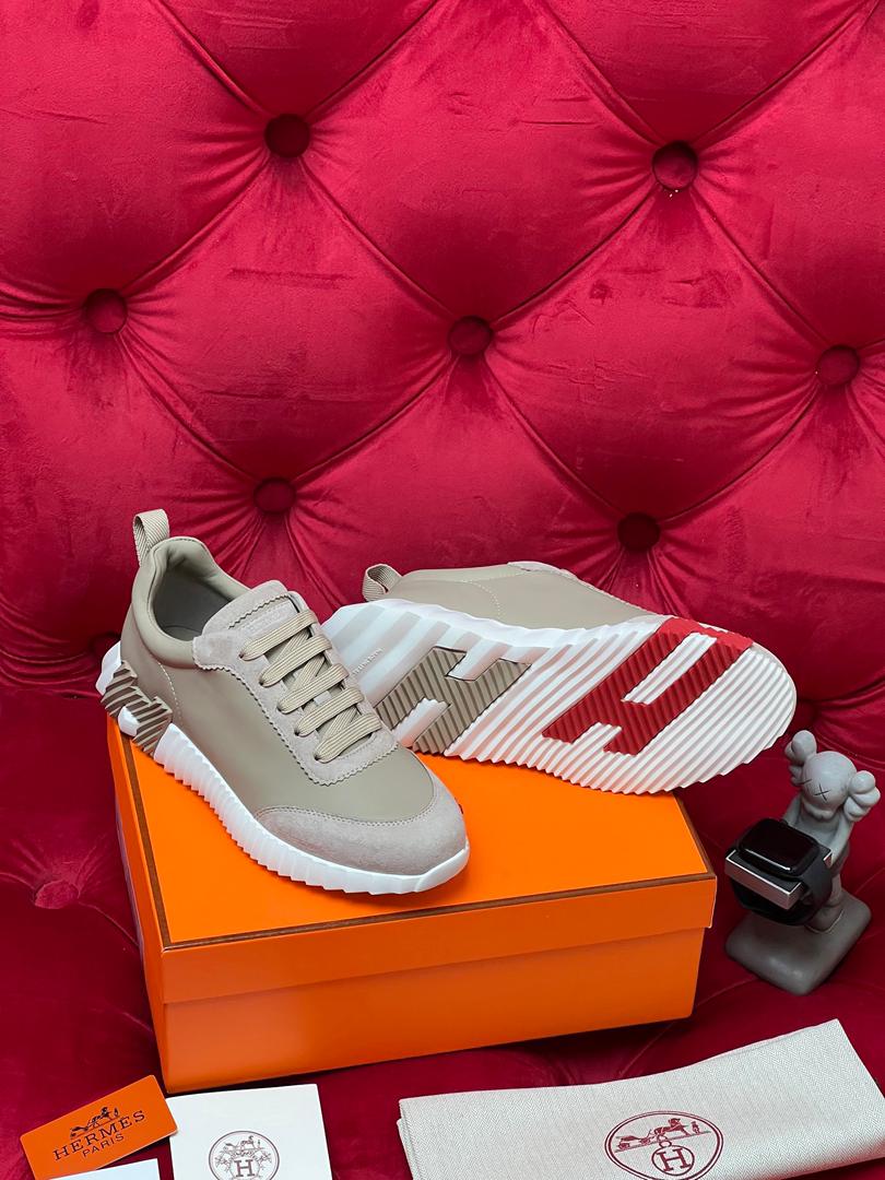 H Striped Leather Sneakers
