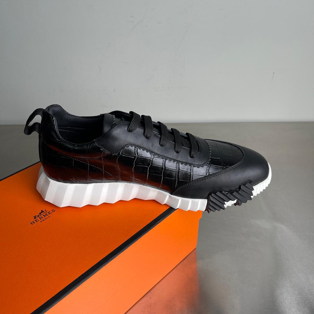 H Striped Leather Sneakers