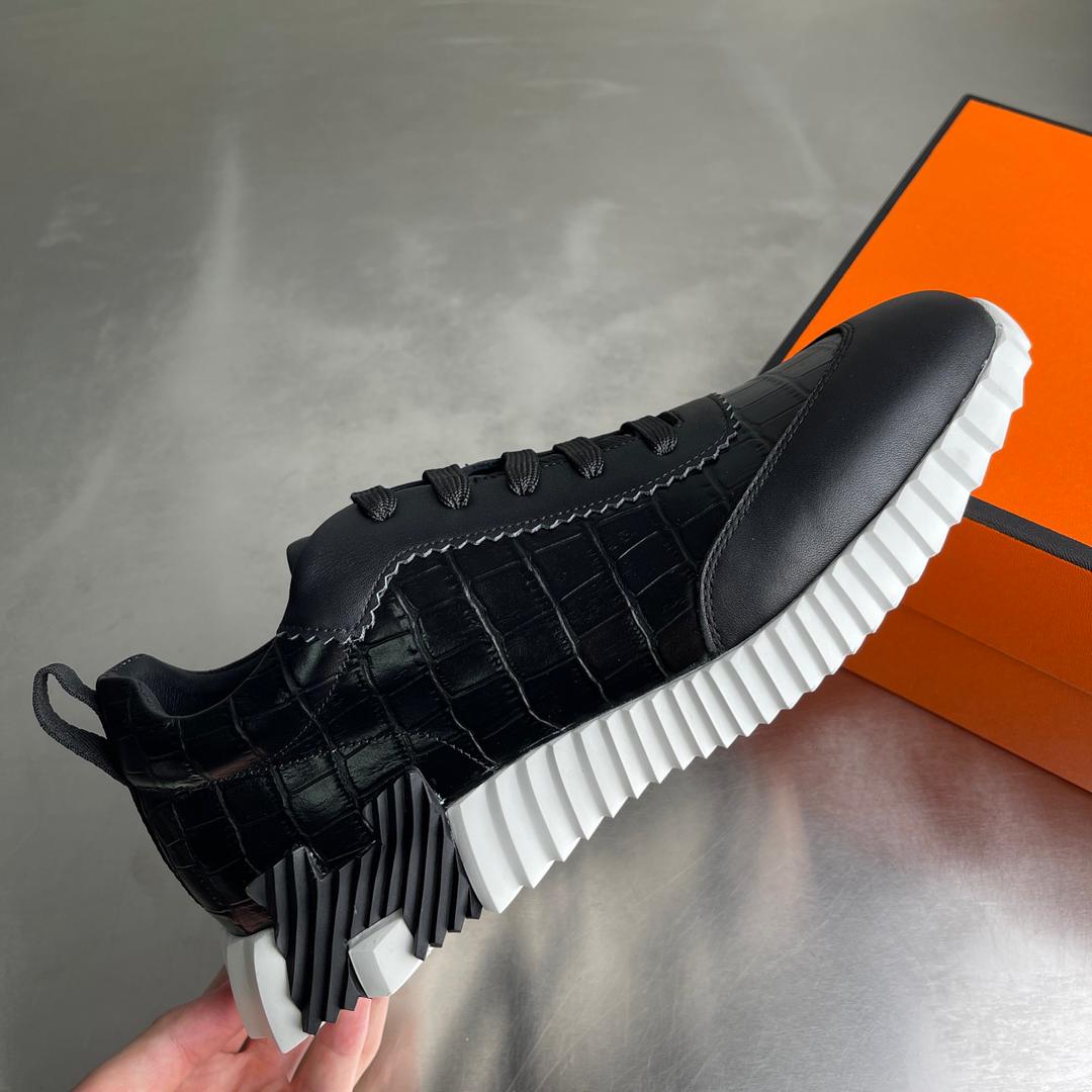H Striped Leather Sneakers