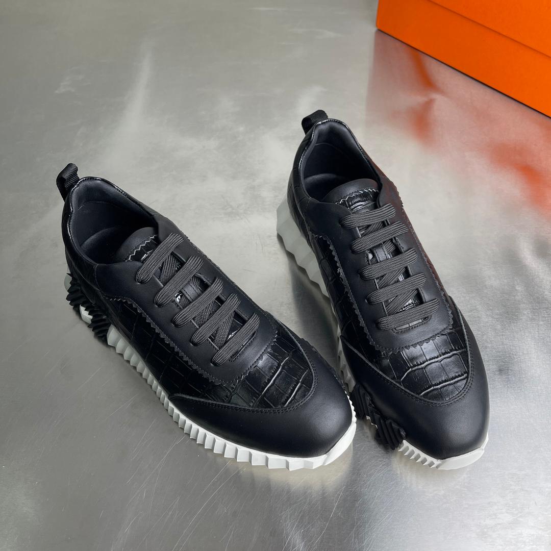 H Striped Leather Sneakers