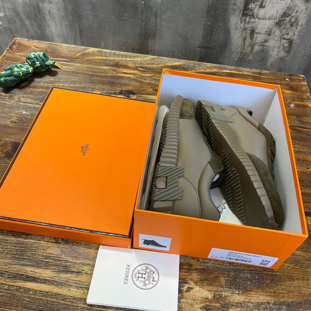 H Striped Leather Sneakers