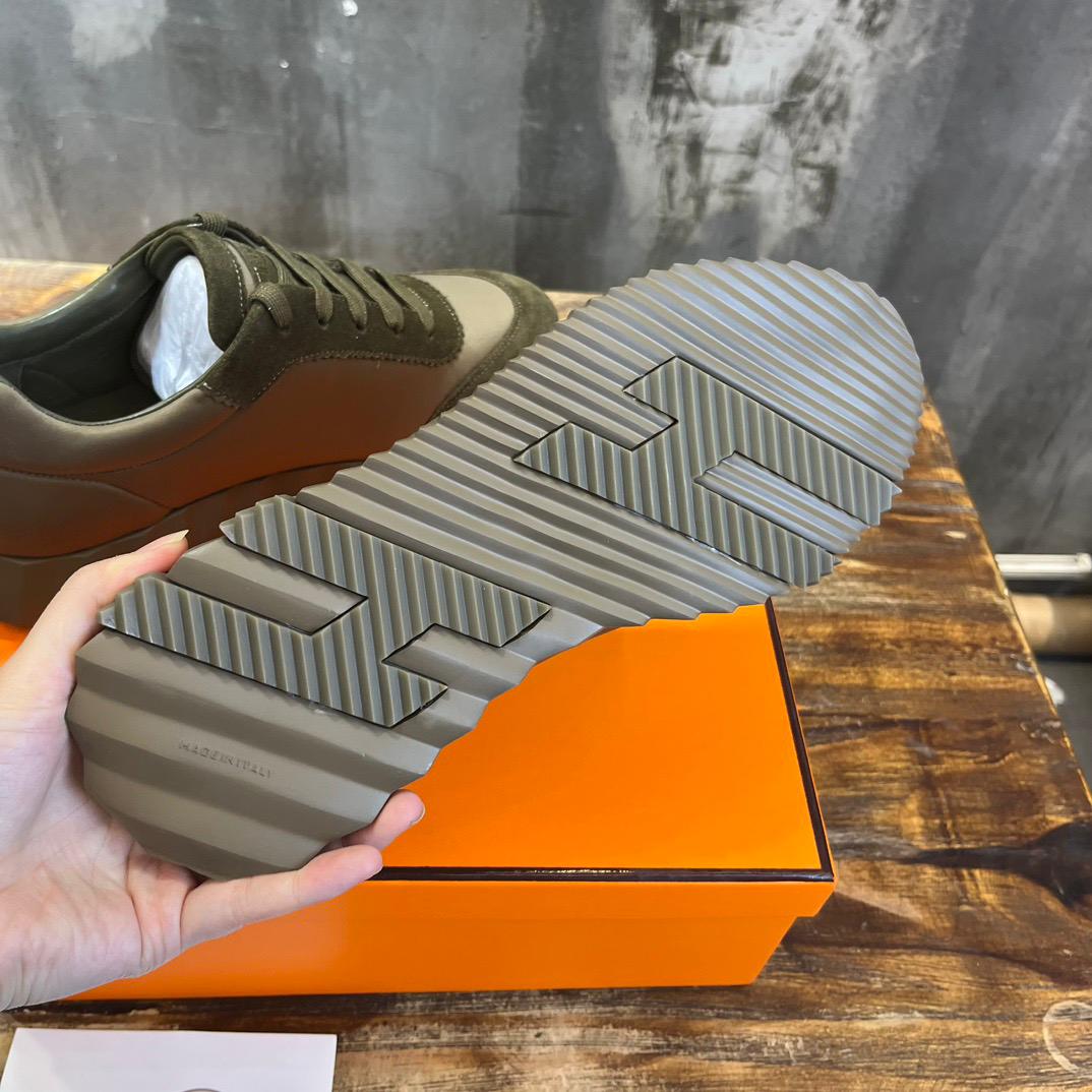 H Striped Leather Sneakers