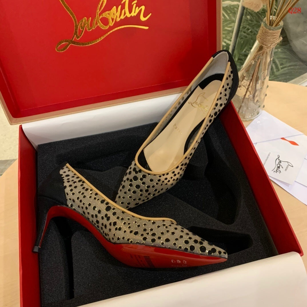 Beige Polka Dot Heels