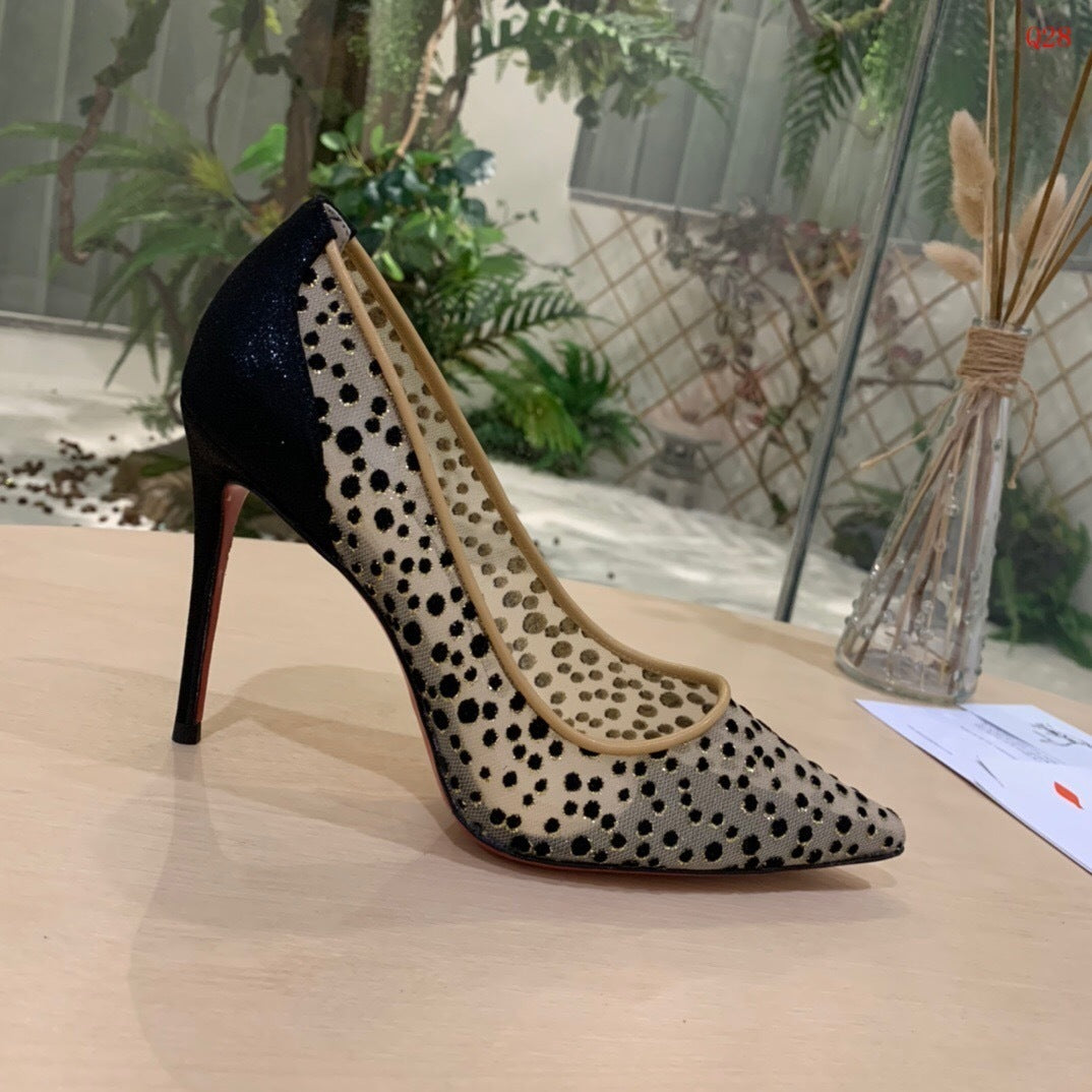 Beige Polka Dot Heels