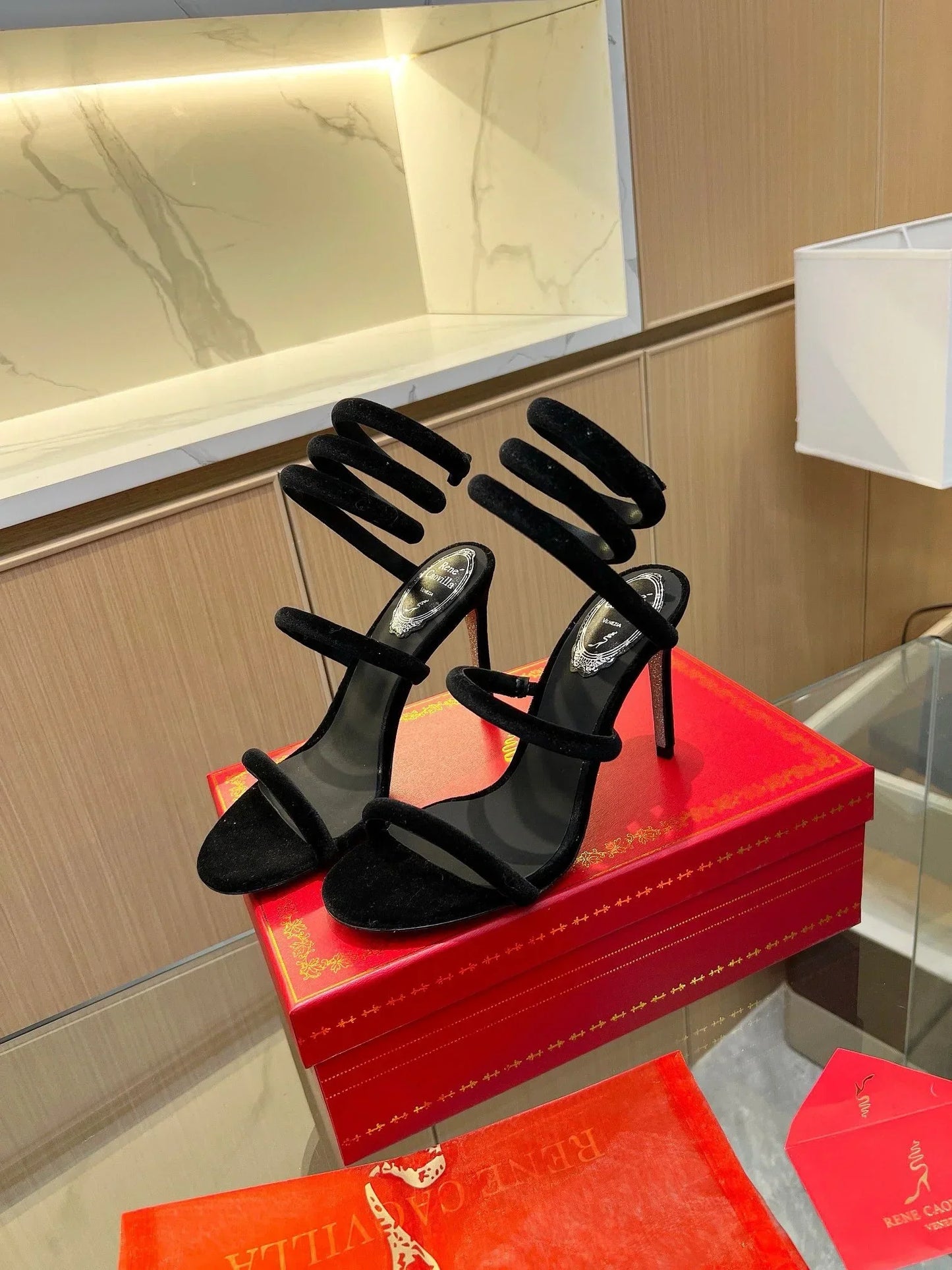 Velvet Snake Crystal Sandals